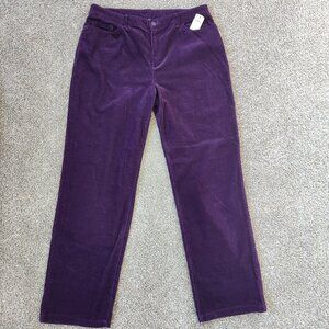NWT Croft & Barrow Dark Purple Corduroy Pants Size 12 Average Classic Fit